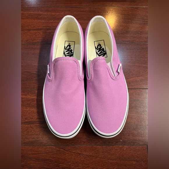 Womens 8 Vans Classic Slip On Orchid White Sneaker Shoe Low Top New HALF BOX - Picture 13 of 16